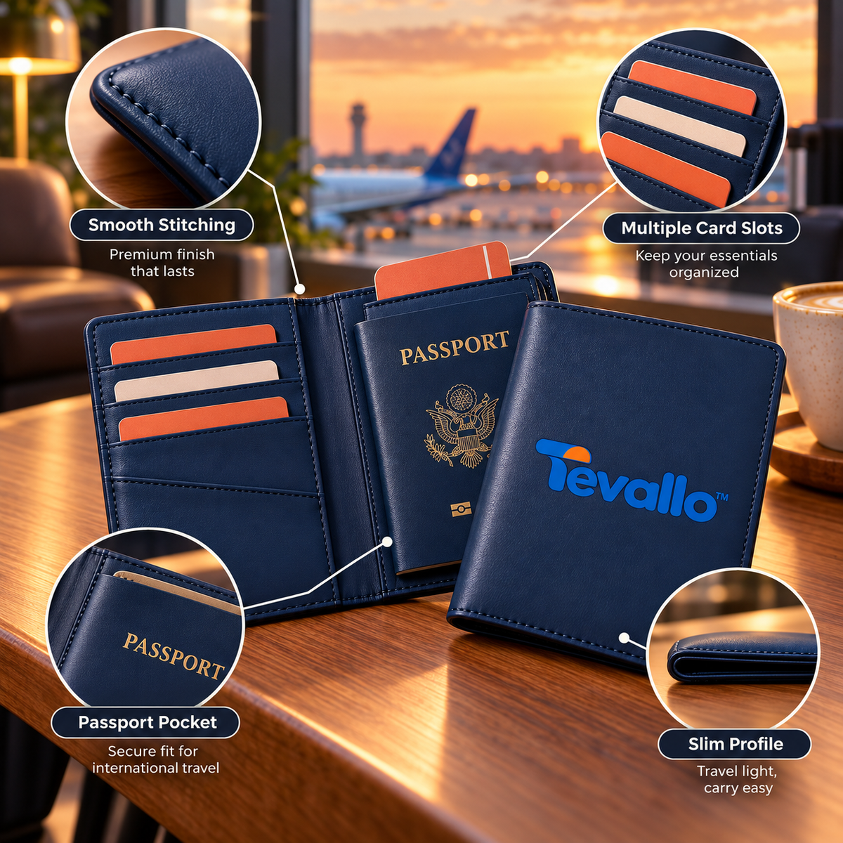 Tevallo™ Passport Holder, Travel Documents Organized for Every Border