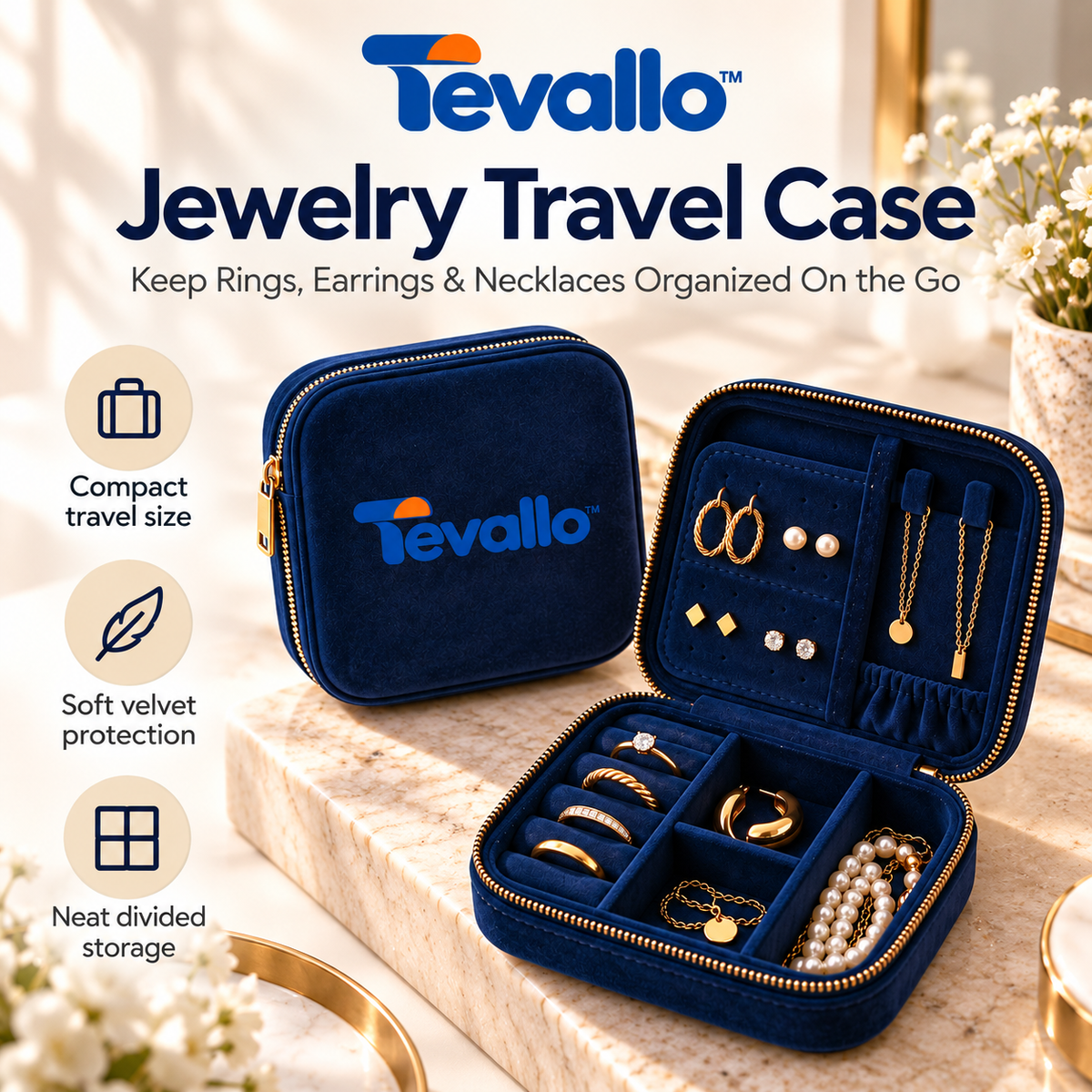 Tevallo™ Travel Jewelry Case, Bring Your Favorites on Every Trip