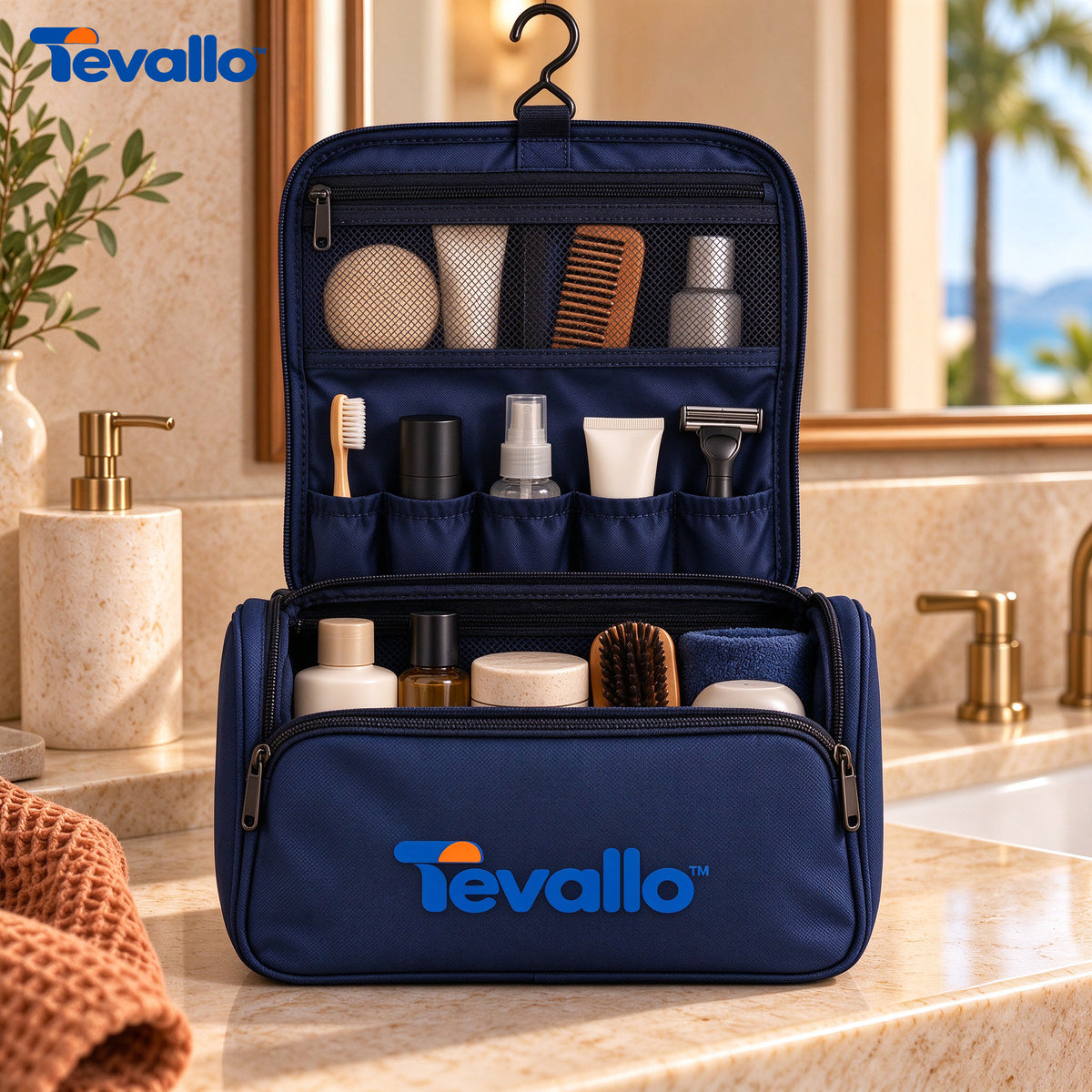 Tevallo™ Hanging Toiletry Bag, Your Travel Bathroom Wherever You Land