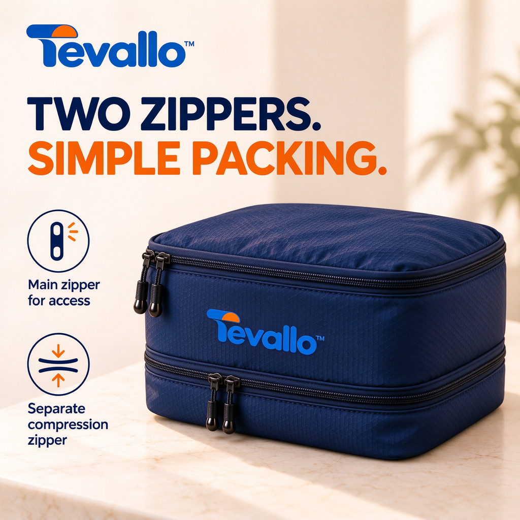 Tevallo™ Compression Packing Cubes, Pack More Without Checking a Bag