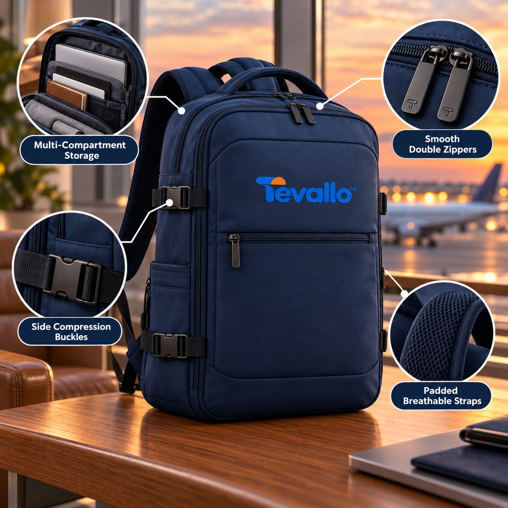 Tevallo™ Travel Backpack, Your Carry-On Companion for Every Journey