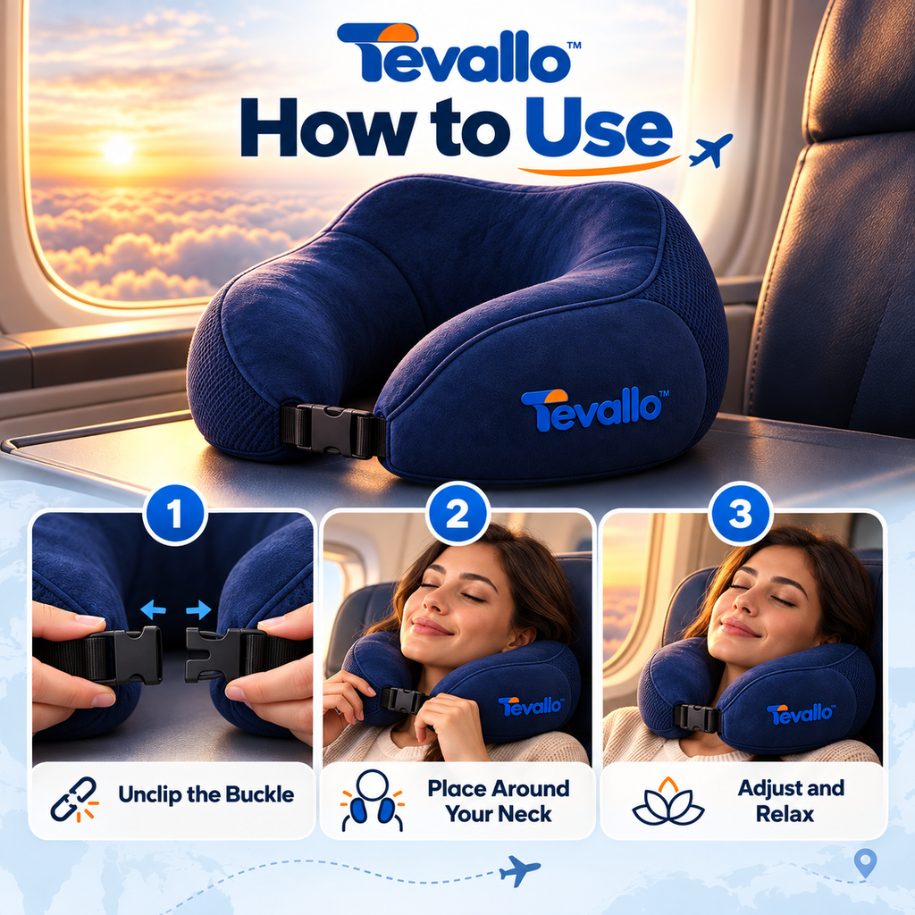 Tevallo™ Travel Pillow, Arrive at Your Destination Well-Rested