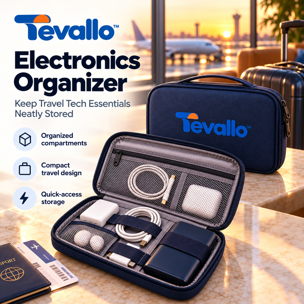 Tevallo™ Electronics Organizer, Keep Your Tech Travel-Ready at All Times