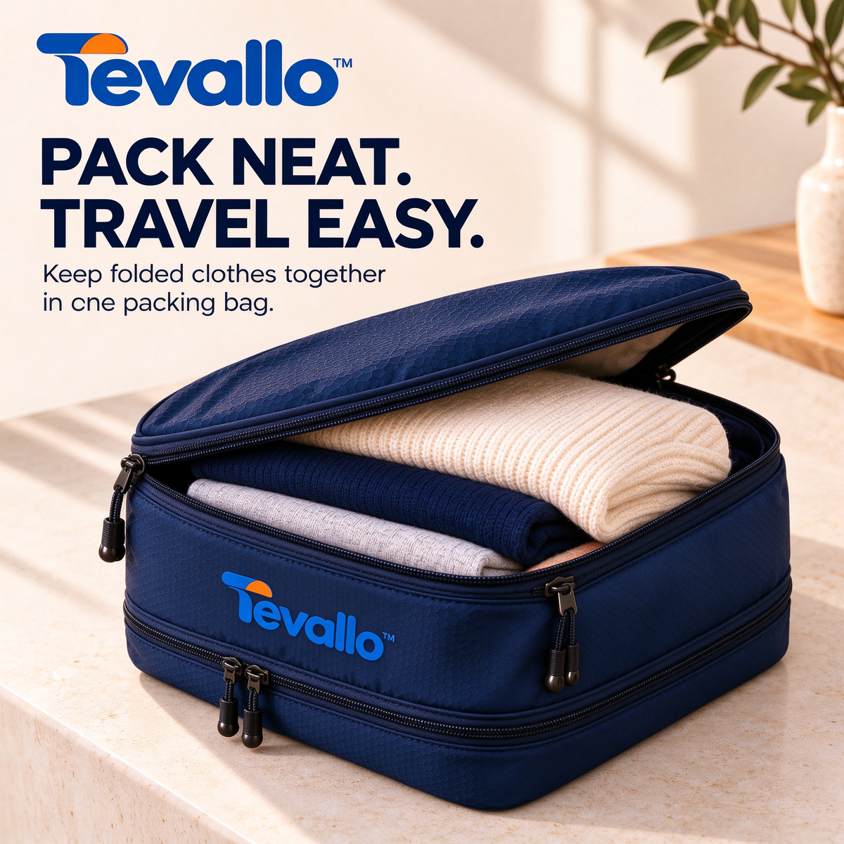 Tevallo™ Compression Packing Cubes, Pack More Without Checking a Bag