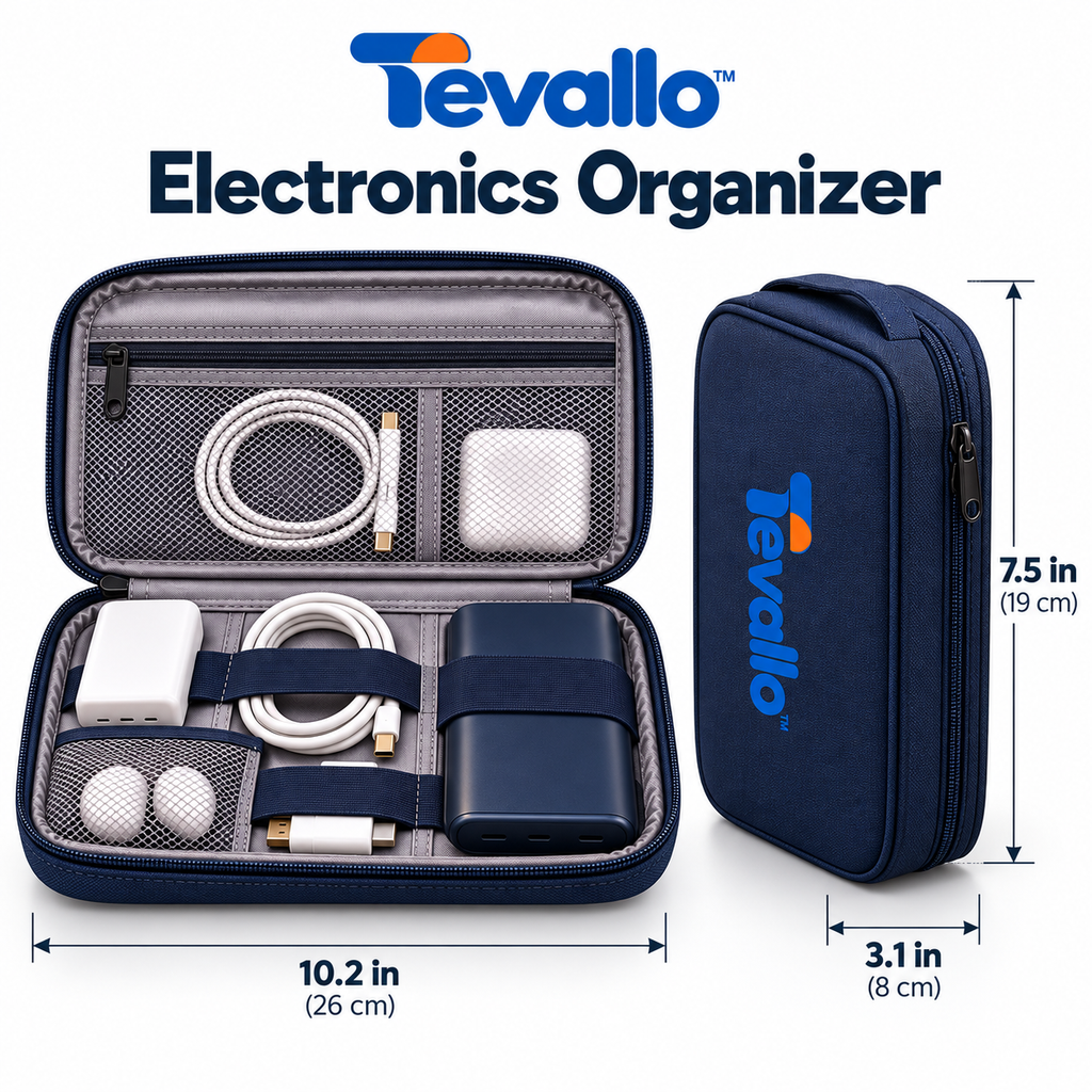 Tevallo™ Electronics Organizer, Keep Your Tech Travel-Ready at All Times