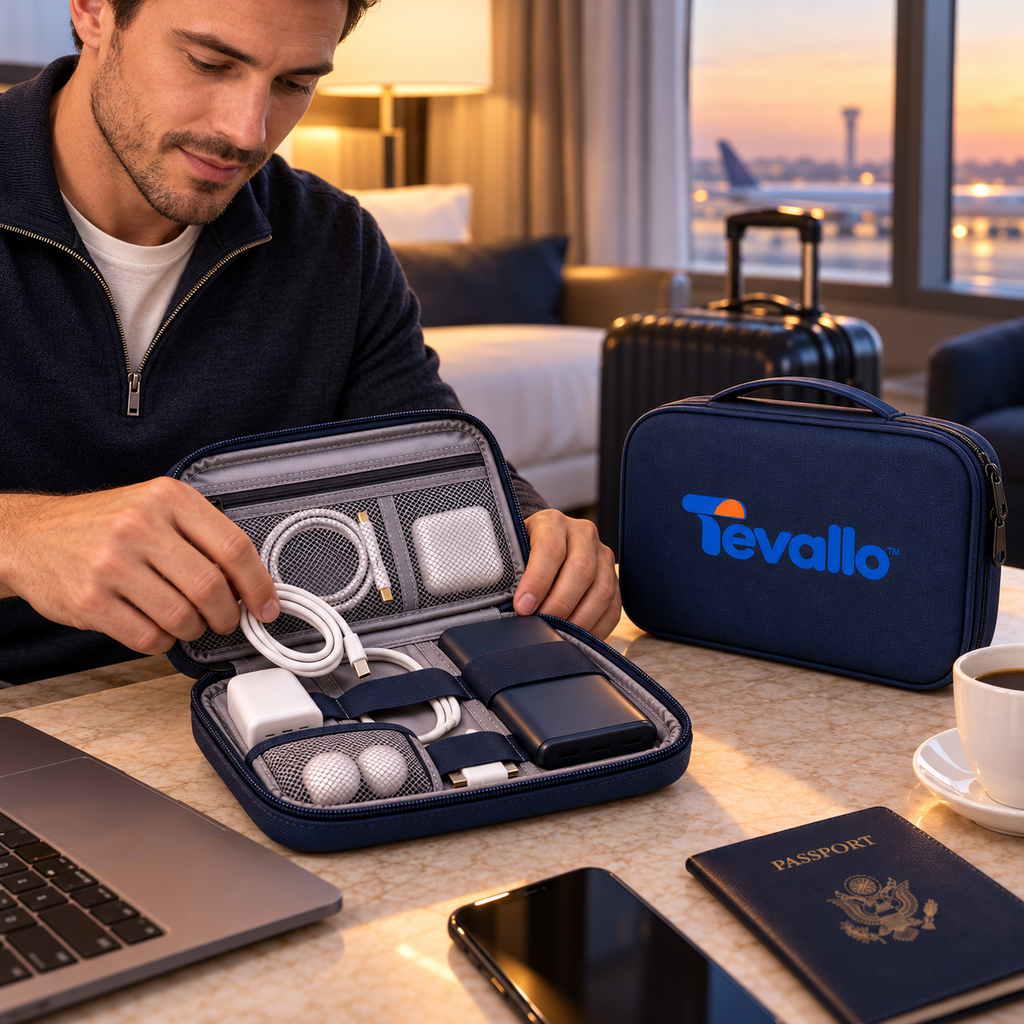 Tevallo™ Electronics Organizer, Keep Your Tech Travel-Ready at All Times