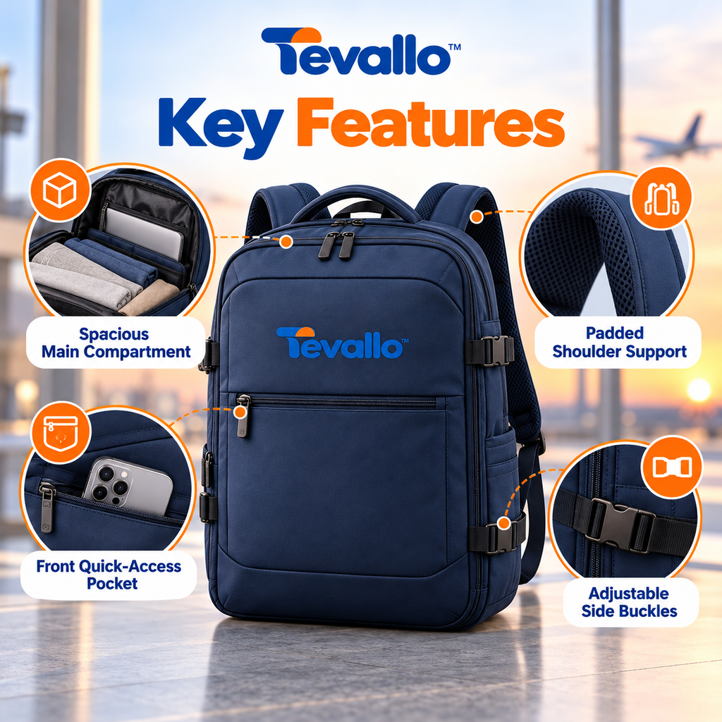 Tevallo™ Travel Backpack, Your Carry-On Companion for Every Journey