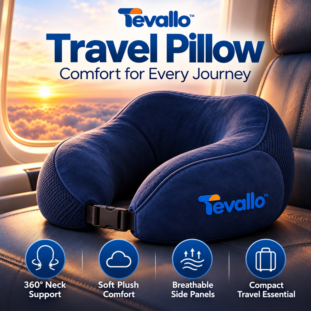 Tevallo™ Travel Pillow, Arrive at Your Destination Well-Rested