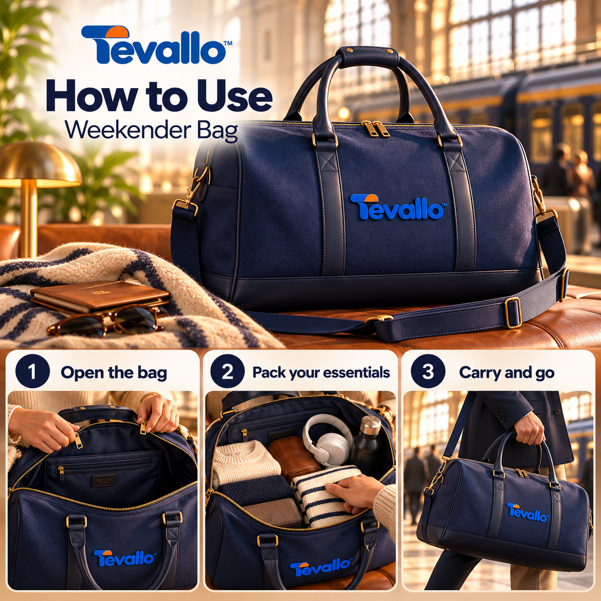 Tevallo™ Weekender Bag, Escape for the Weekend in Style
