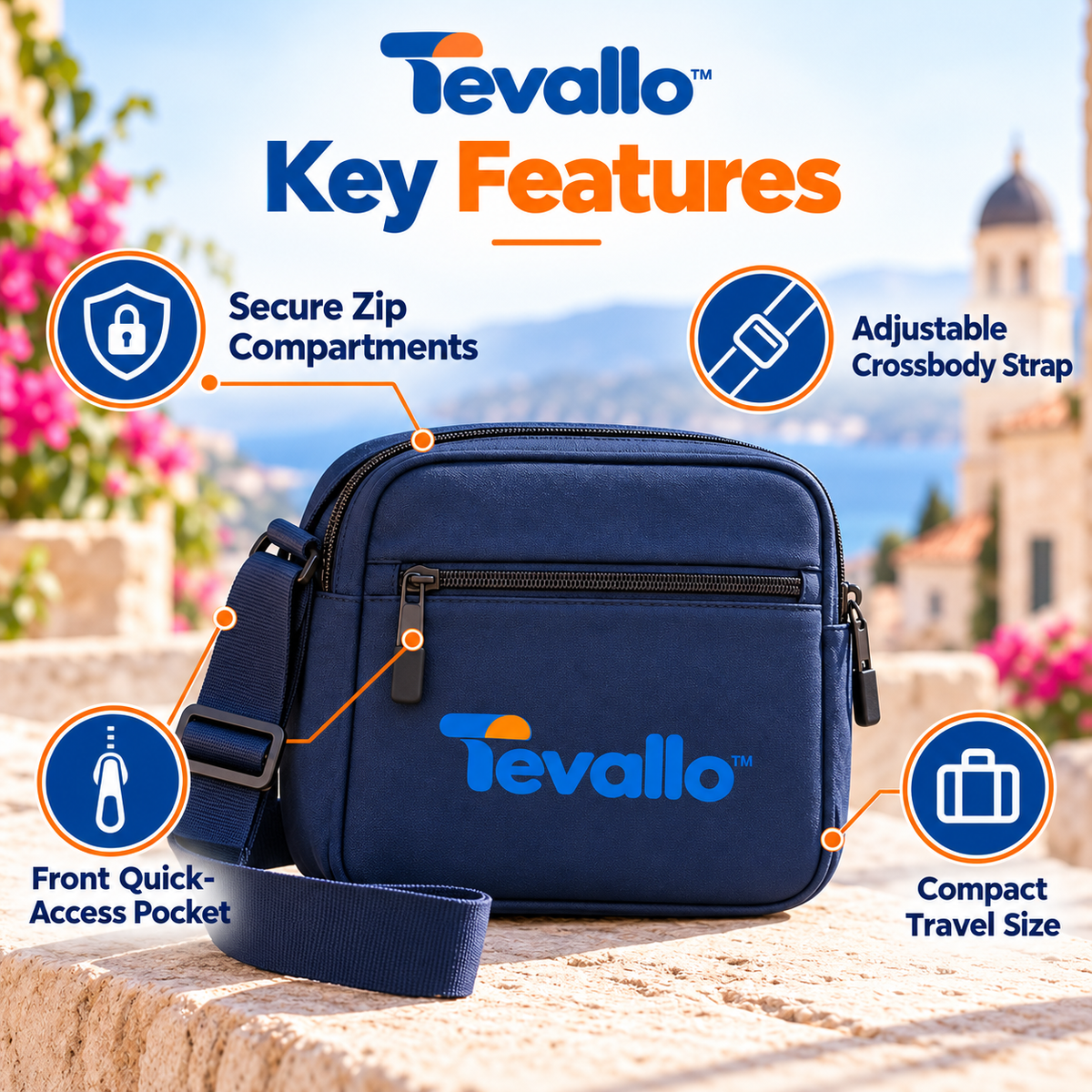 Tevallo™ Crossbody Travel Bag, Explore New Cities Hands-Free