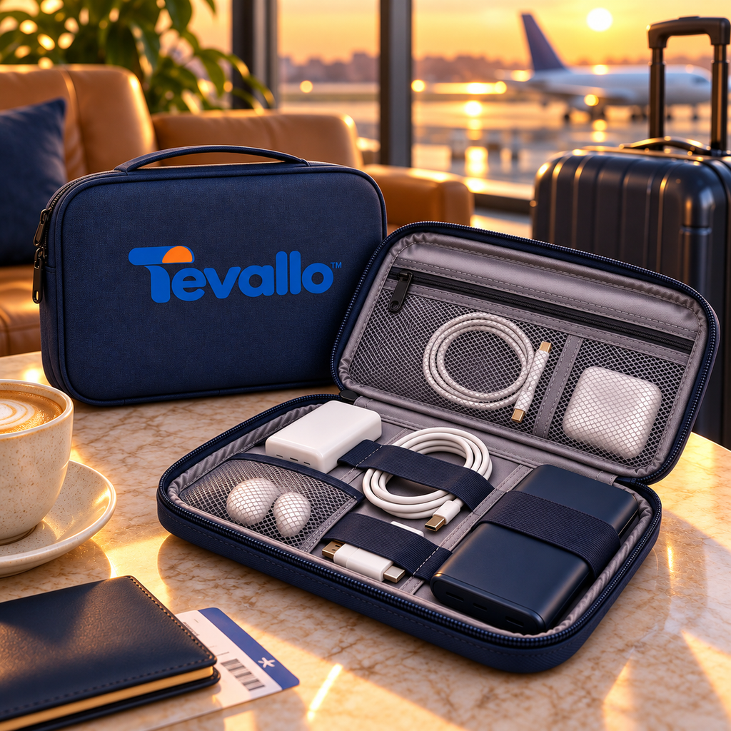 Tevallo™ Electronics Organizer, Keep Your Tech Travel-Ready at All Times