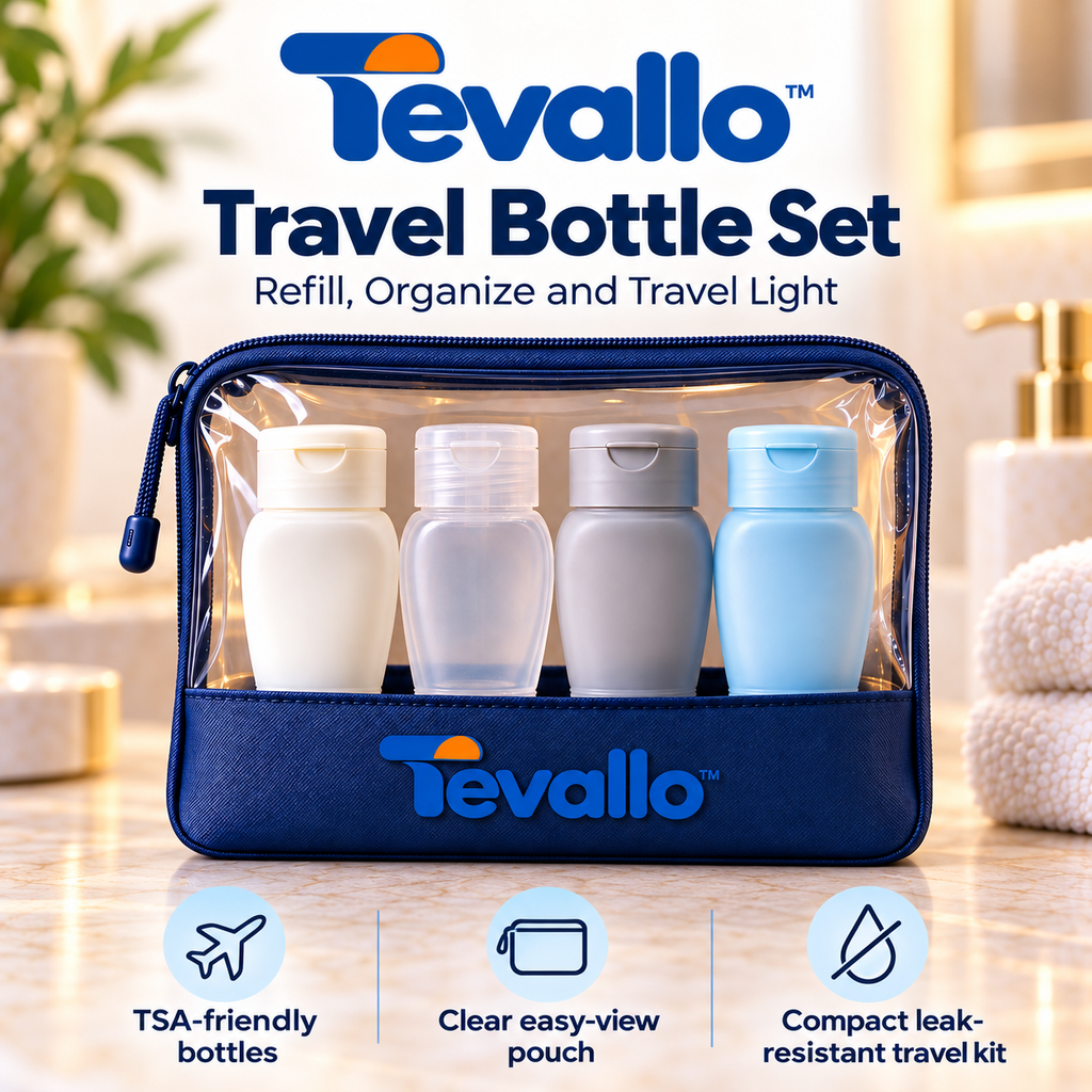 Tevallo™ Travel Bottle Set, TSA-Approved for Stress-Free Air Travel