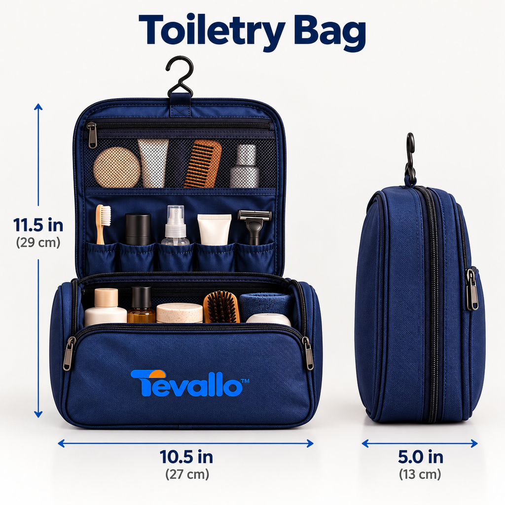 Tevallo™ Hanging Toiletry Bag, Your Travel Bathroom Wherever You Land