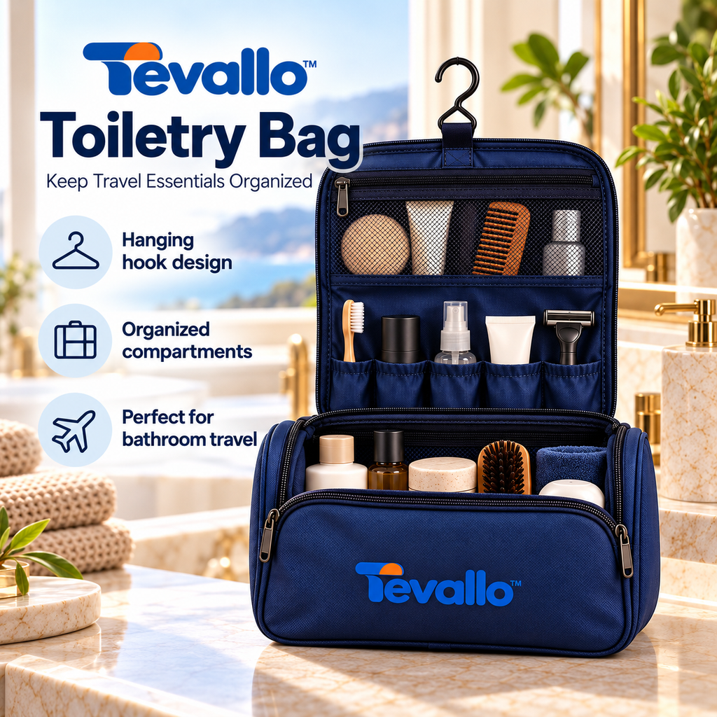 Tevallo™ Hanging Toiletry Bag, Your Travel Bathroom Wherever You Land